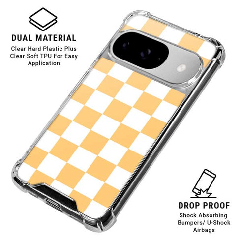 Yellow and White Checkerboard Google Pixel 10 Clear Case